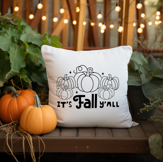 It's Fall Y'all Pumpkin Throw Pillow Cover | Johanna Lesley Creations