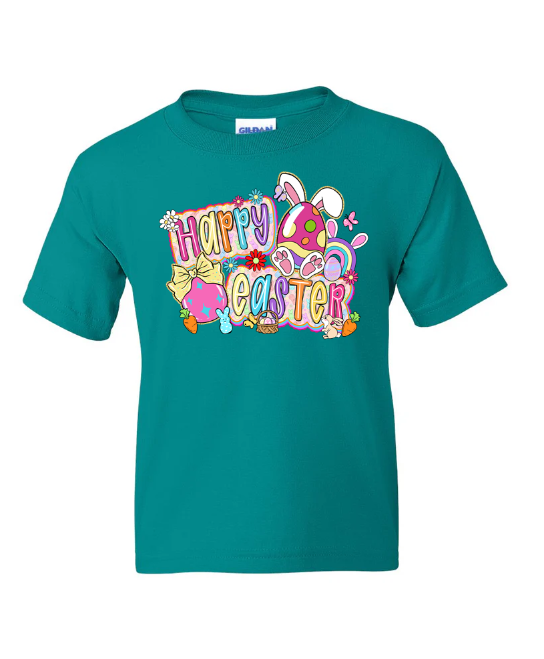 Happy Easter Colorful Graphic Youth T-Shirt | Johanna Lesley Creations