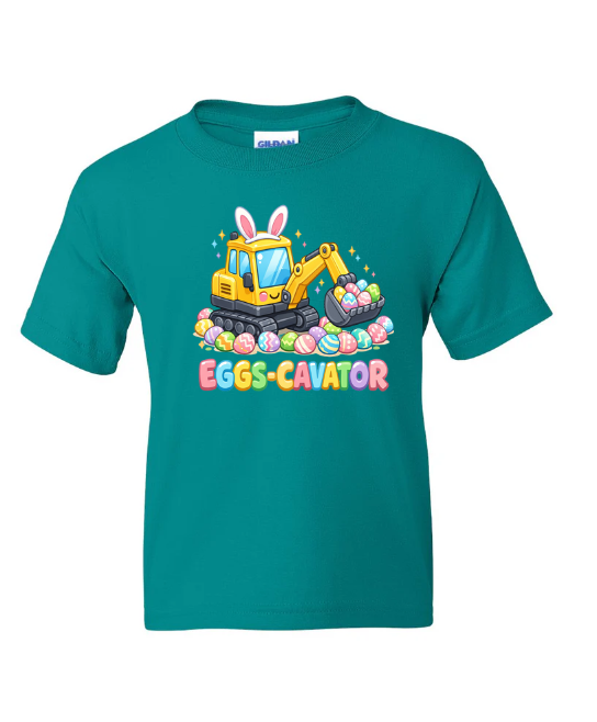 Eggs-cavator Easter Construction Youth T-Shirt | Johanna Lesley Creations