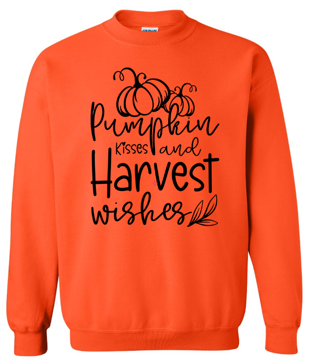 Pumpkin Kisses and Harvest Wishes Crewneck Sweatshirt | Johanna Lesley Creations