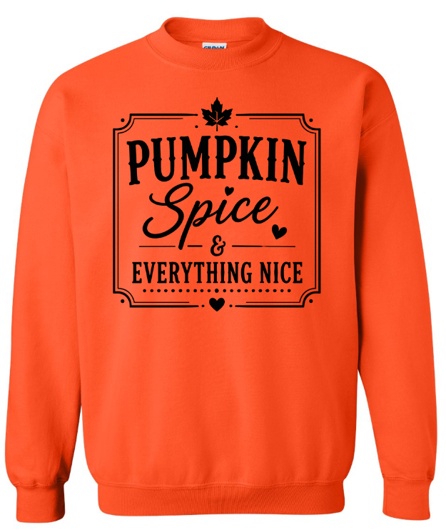Pumpkin Spice and Everything Nice Crewneck Sweatshirt | Johanna Lesley Creations