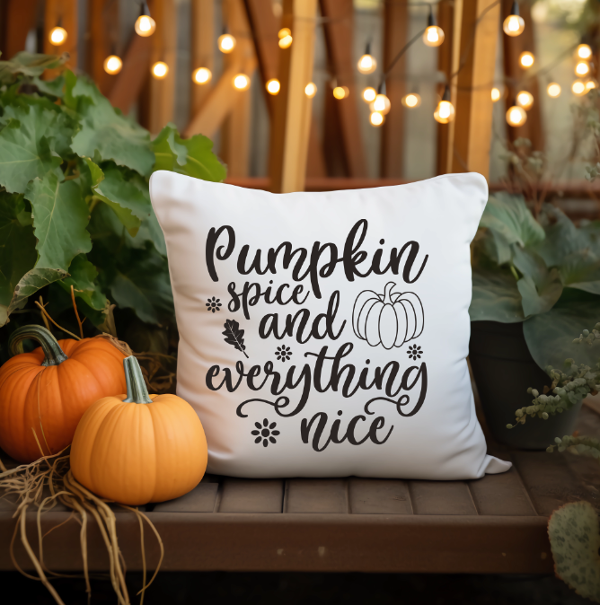 Pumpkin Spice and Everything Nice Throw Pillow Cover | Johanna Lesley Creations
