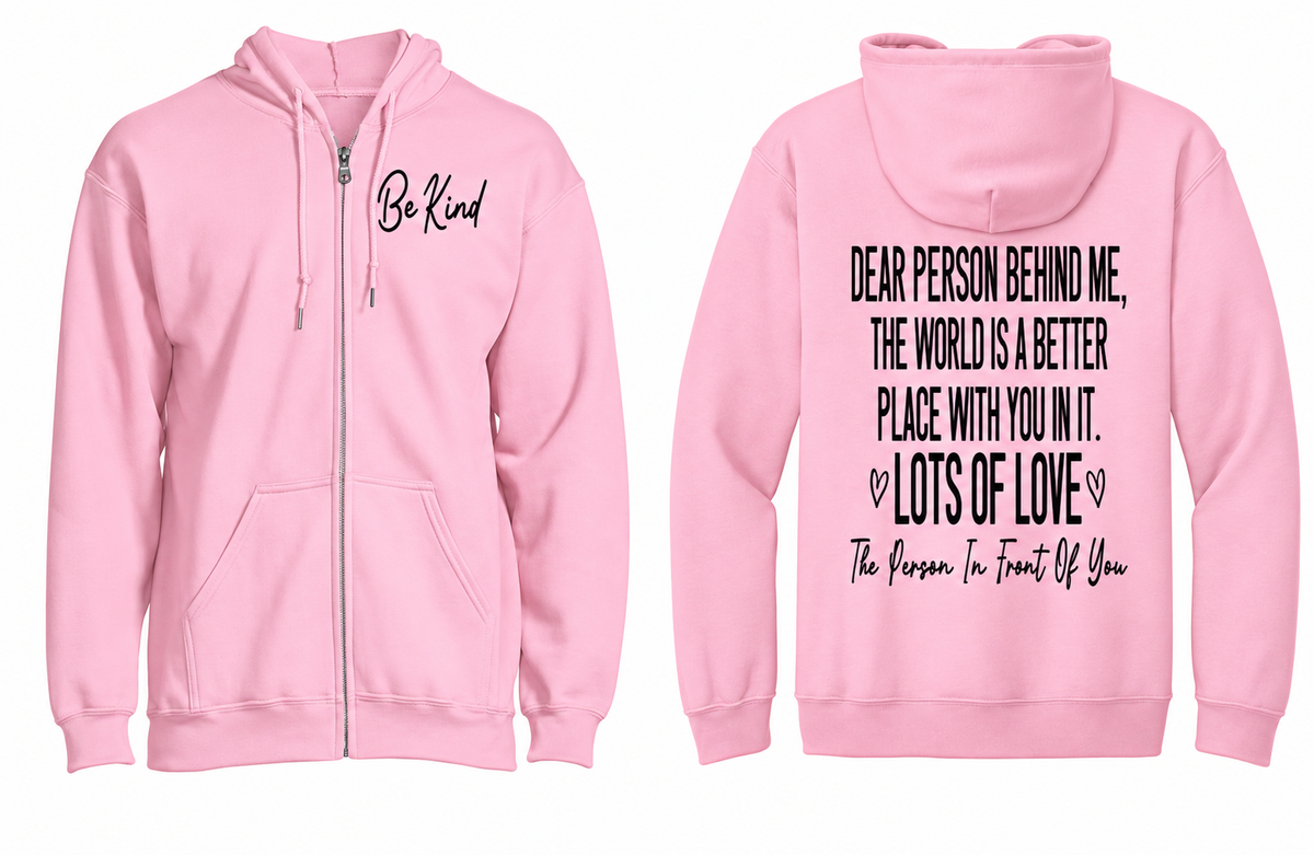Be Kind Lots of Love Zip Up Hoodie | Johanna Lesley Creations