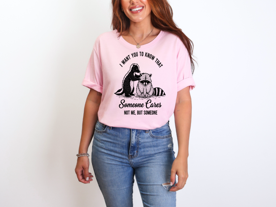 Someone Cares Raccoon Skunk Adult Unisex T-Shirt | Johanna Lesley Creations