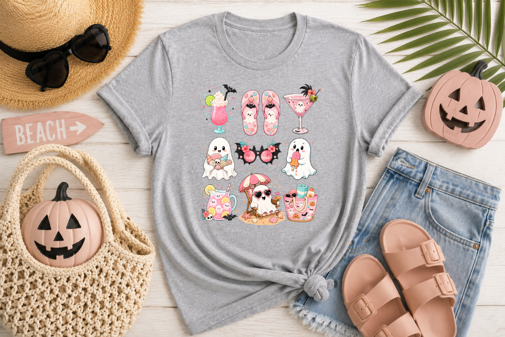 Summerween Ghost Icons Unisex T-Shirt | Johanna Lesley Creations