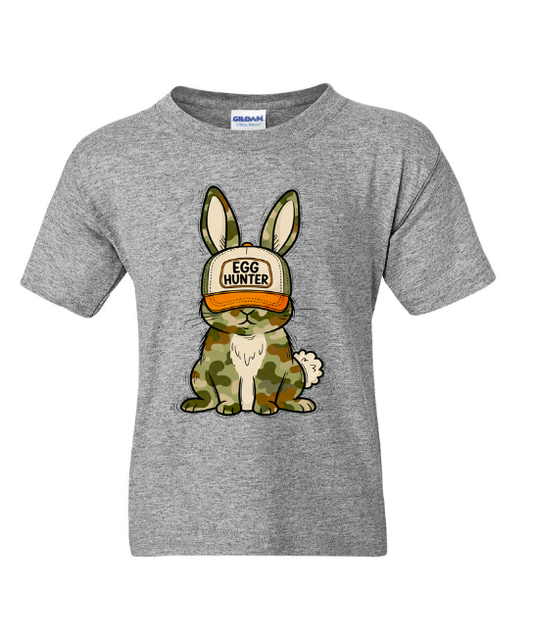 Camo Bunny Egg Hunter Youth T-Shirt | Johanna Lesley Creations