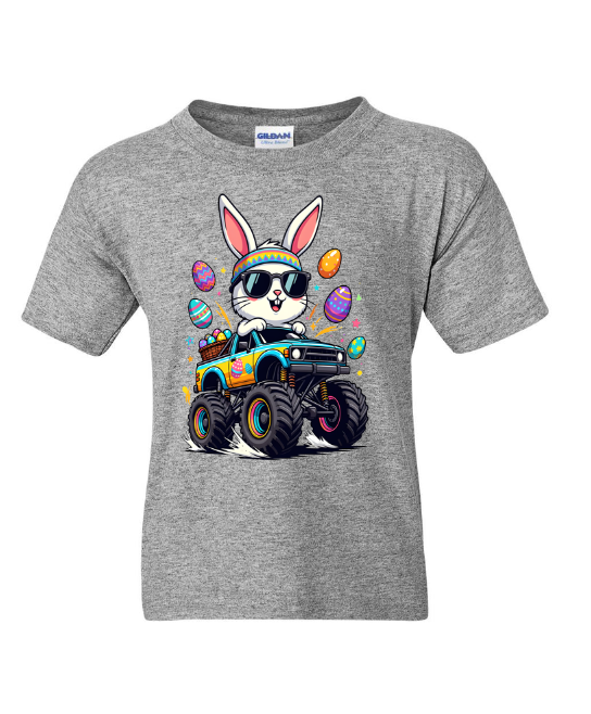 Monster Truck Bunny Easter Youth T-Shirt | Johanna Lesley Creations