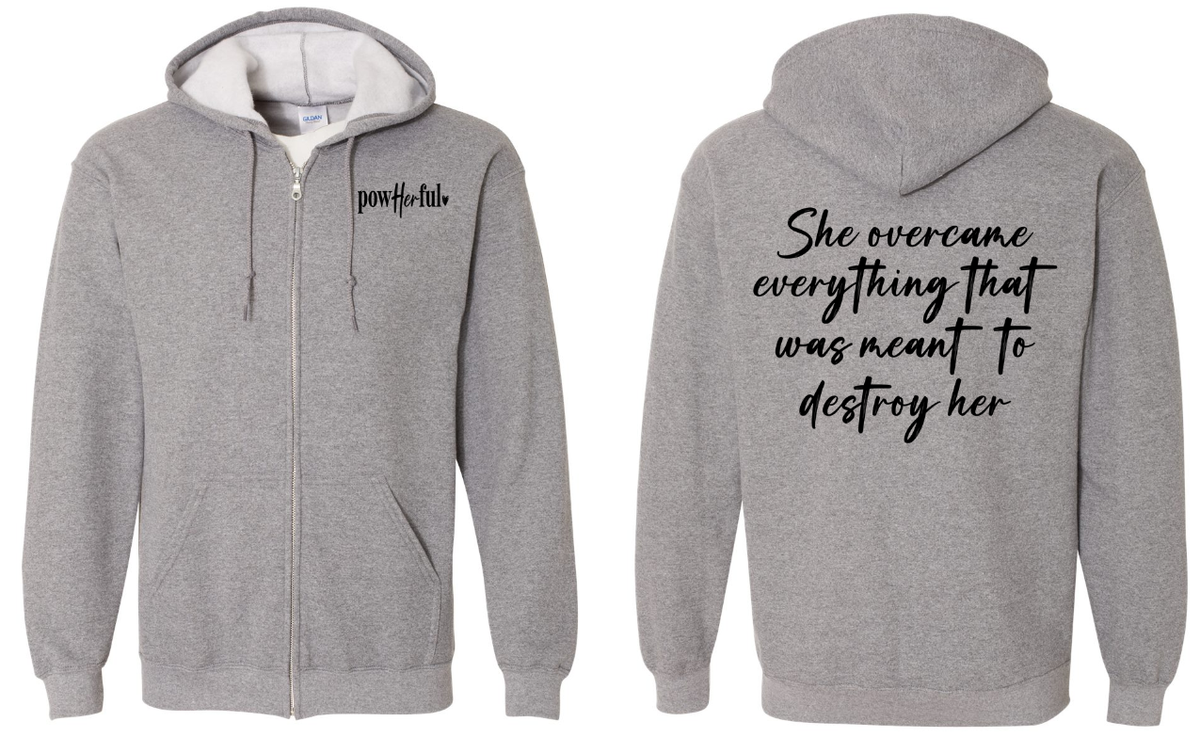 She Overcame Zip Up Hoodie | Johanna Lesley Creations