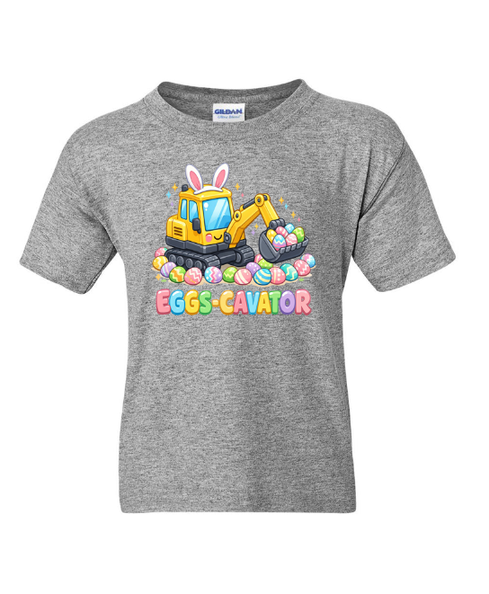 Eggs-cavator Easter Construction Youth T-Shirt | Johanna Lesley Creations