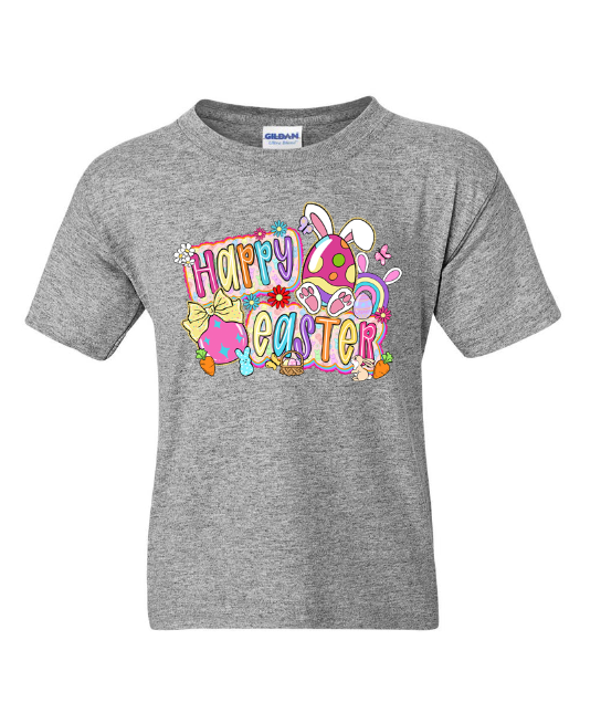 Happy Easter Colorful Graphic Youth T-Shirt | Johanna Lesley Creations