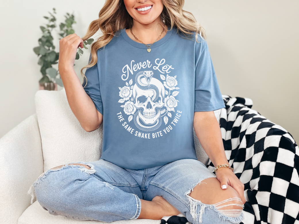 Never Let the Same Snake Bite You Twice Skull & Roses Adult Unisex T-Shirt | Johanna Lesley Creations