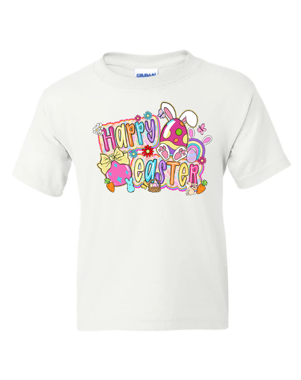 Happy Easter Colorful Graphic Youth T-Shirt | Johanna Lesley Creations