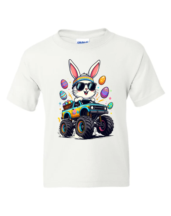 Monster Truck Bunny Easter Youth T-Shirt | Johanna Lesley Creations