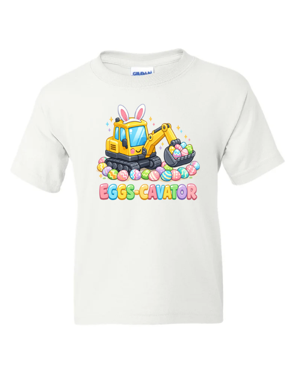 Eggs-cavator Easter Construction Youth T-Shirt | Johanna Lesley Creations