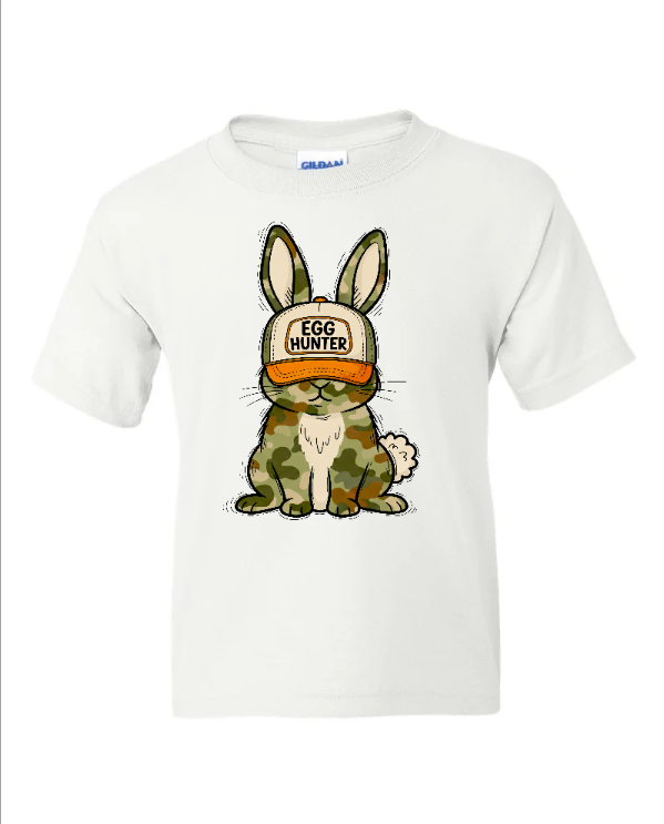 Camo Bunny Egg Hunter Youth T-Shirt | Johanna Lesley Creations