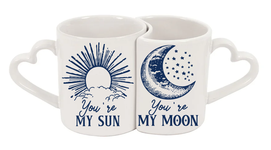 You're my Sun, You're my Moon 11oz Interlocking Heart mugs
