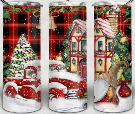 Christmas Truck Gnome Tumbler