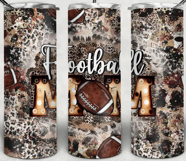 Football Mom Leopard 20oz Tumbler