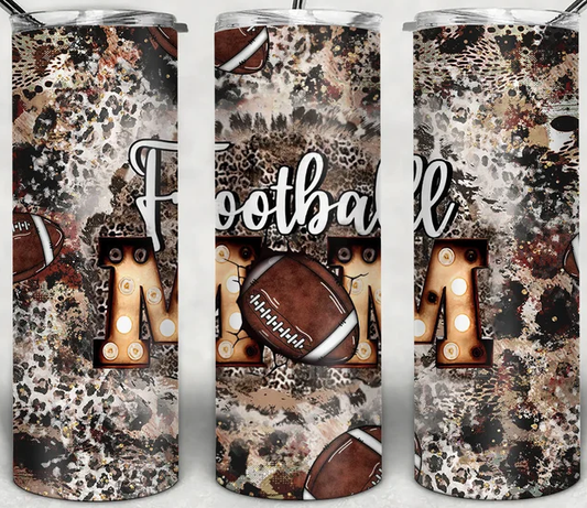 Football Mom Leopard 20oz Tumbler