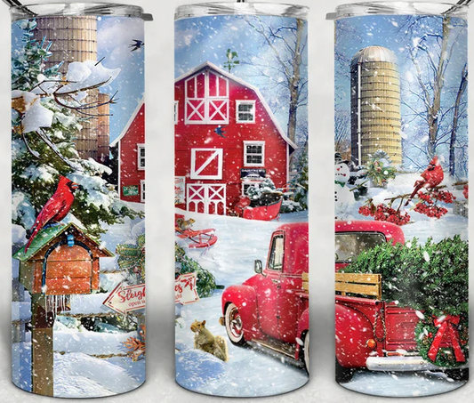 Winter Farm Christmas 20oz Tumbler